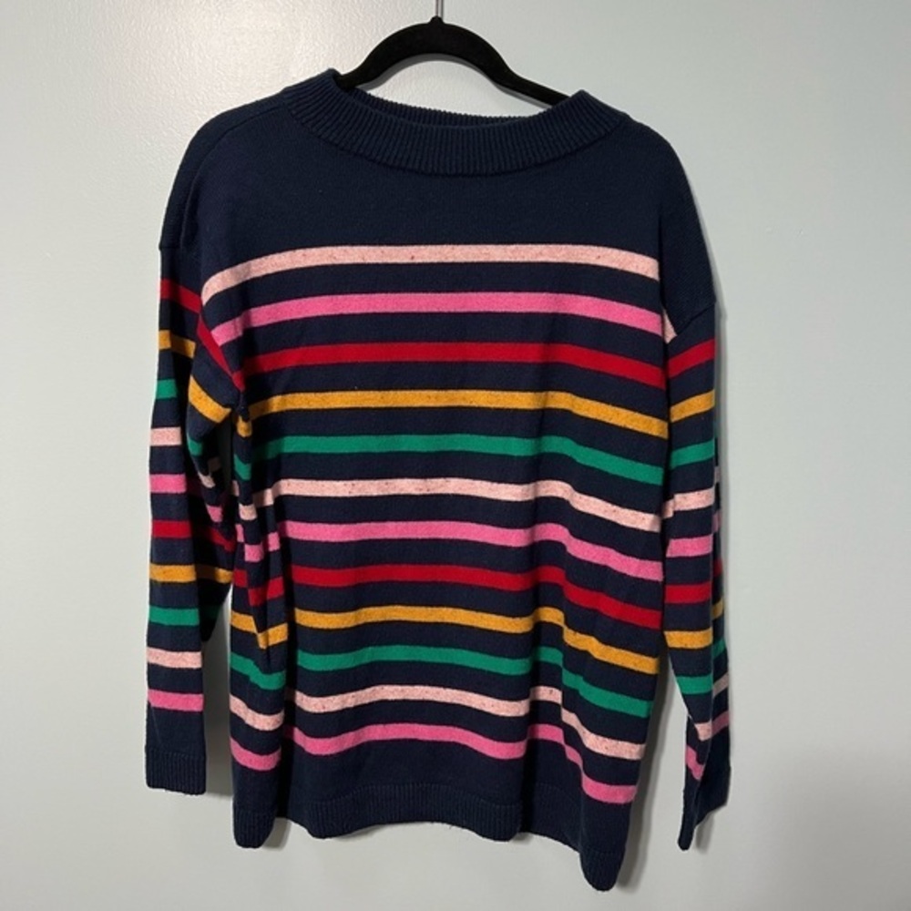 Talbots Blue and Pink Striped Long Sleeve Sweater Size Large